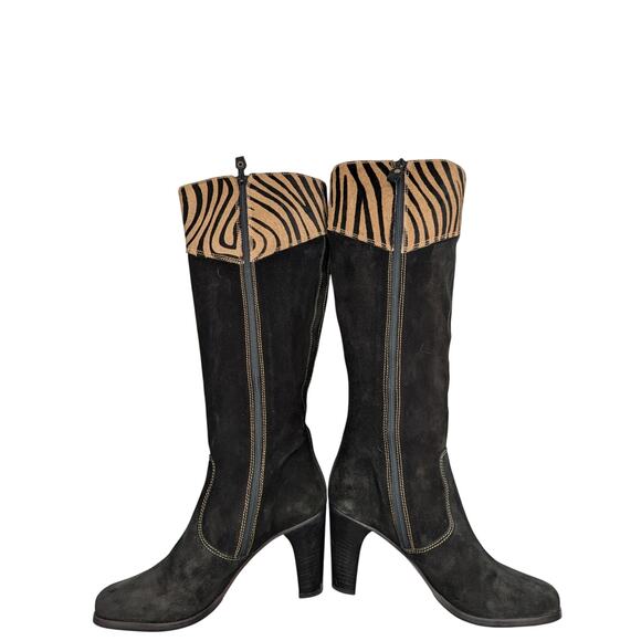 Grigiarancio By Calzaturificio Marco Black Suede/ Leather Heel Boots Size 6.5 - Picture 5 of 10